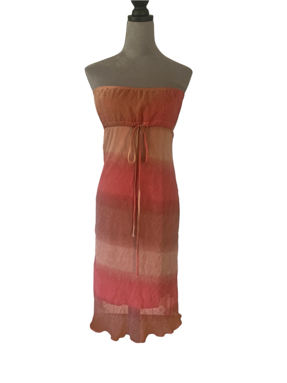 Cherokee Strapless Ombre Midi Dress in Coral and Peach